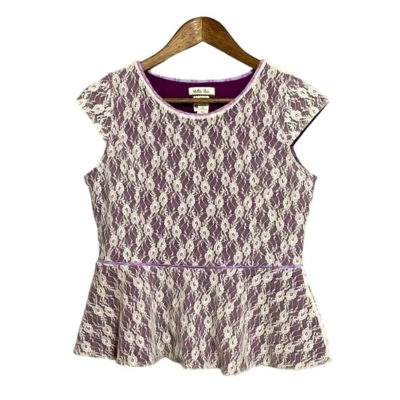 MATILDA Jane lace peplum top size S - Picture 9 of 11